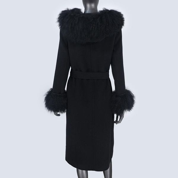 women's wool & blends 2021 x-long cashmere mongolia sheep real fur coat autumn winter belt jacket women collar hooded casual overcoat, Black
women's wool & blends 2021 x-long cashmere mongolia sheep real fur coat autumn winter belt jacket women collar hooded casual overcoat, Black