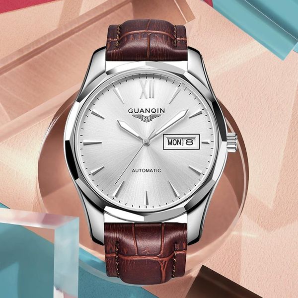 wristwatches guanqin design men's automatic watches sapphire 30m waterproof men mechanical wrist watch montre homme 2021, Slivery;brown
wristwatches guanqin design men's automatic watches sapphire 30m waterproof men mechanical wrist watch montre homme 2021, Slivery;brown