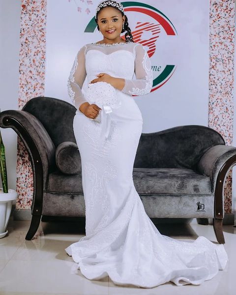 2022 plus size arabic aso ebi mermaid lace wedding dress sheer neck crystals vintage simple bridal gowns dresses zj225, White
2022 plus size arabic aso ebi mermaid lace wedding dress sheer neck crystals vintage simple bridal gowns dresses zj225, White