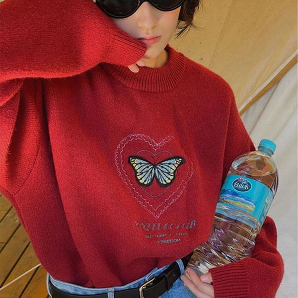 vintage korean knitwear women womens sweaters harajuku fashion butterfly print loose casual streetwear pullover, White;black
vintage korean knitwear women womens sweaters harajuku fashion butterfly print loose casual streetwear pullover, White;black