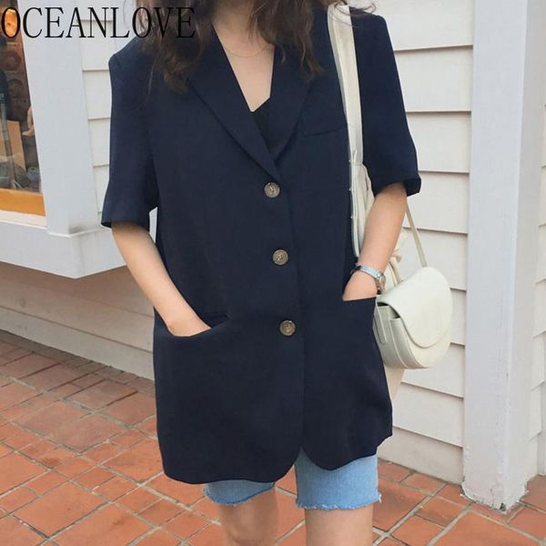 women's suits & blazers oceanlove solid summer blazer women short sleeve single breasted 2021 ol feminino chic chaqueta mujer elegant 1, White;black
women's suits & blazers oceanlove solid summer blazer women short sleeve single breasted 2021 ol feminino chic chaqueta mujer elegant 1, White;black