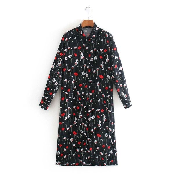 fashion floral print shirt dress women long sleeve straight midi casual spring vacation party nx9904 210525, Black;gray
fashion floral print shirt dress women long sleeve straight midi casual spring vacation party nx9904 210525, Black;gray