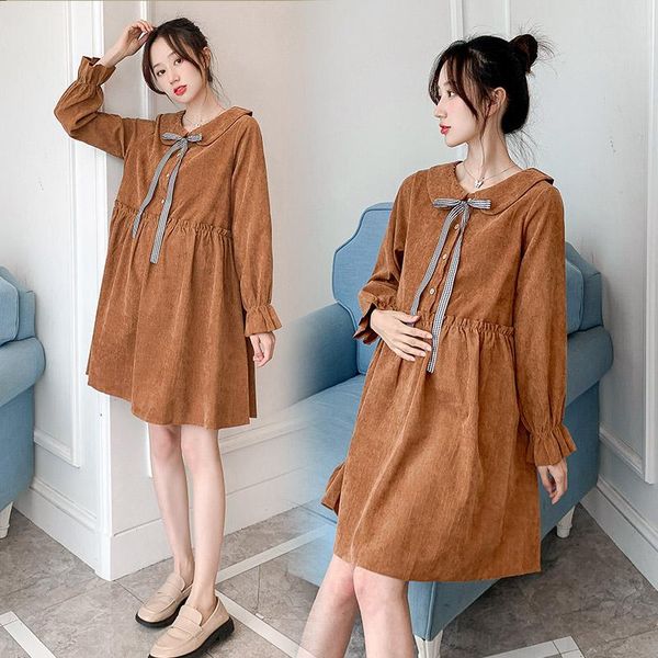 6028# 2021 spring corduroy maternity dress sweet lovely loose clothes for pregnant women long sleeve autumn pregnancy dresses, White
6028# 2021 spring corduroy maternity dress sweet lovely loose clothes for pregnant women long sleeve autumn pregnancy dresses, White