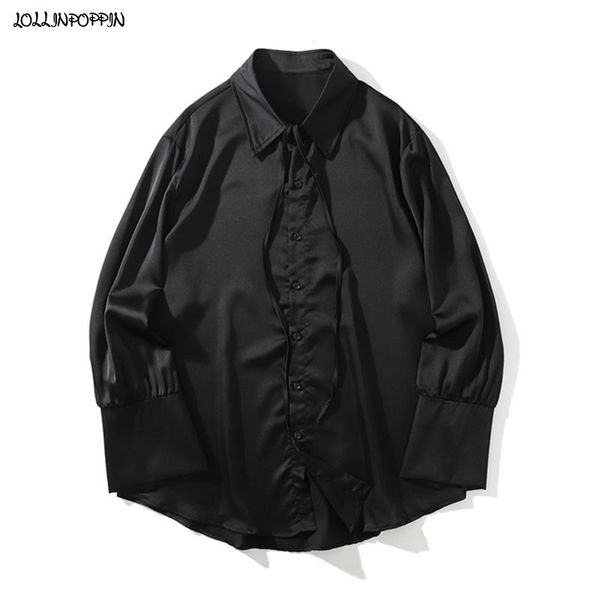 men's casual shirts royal style men satin shirt long sleeve turn down collar 2021 side slit cuffs mens loose gothic, White;black
men's casual shirts royal style men satin shirt long sleeve turn down collar 2021 side slit cuffs mens loose gothic, White;black