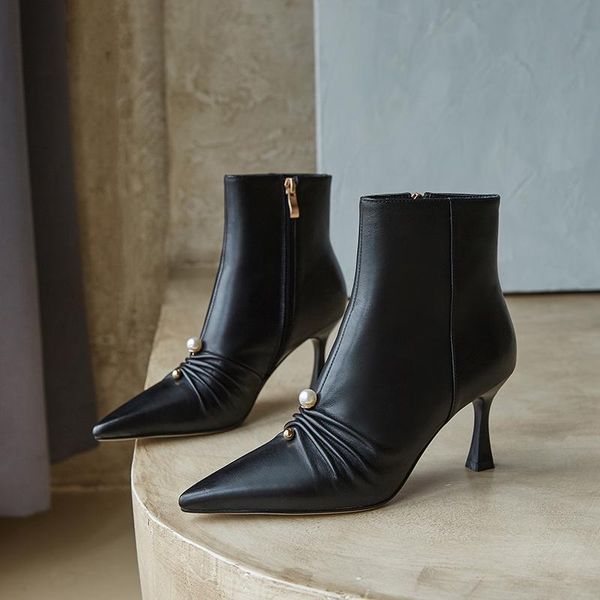 boots pleated shoes woman high heels ladies 2021 fashion genuine leather thin night club dancing ankle, Black
boots pleated shoes woman high heels ladies 2021 fashion genuine leather thin night club dancing ankle, Black