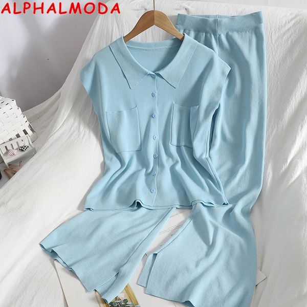 women's two piece pants alphalmoda 2021 turn-down collar sleeveless knitted pocket tank + side split wide leg women casual knitting sui, White
women's two piece pants alphalmoda 2021 turn-down collar sleeveless knitted pocket tank + side split wide leg women casual knitting sui, White