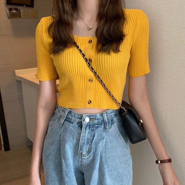 women's t-shirt 2021 summer solid crop korean style short sleeve retro slim knitted sweater square neck knit ribbed, White
women's t-shirt 2021 summer solid crop korean style short sleeve retro slim knitted sweater square neck knit ribbed, White