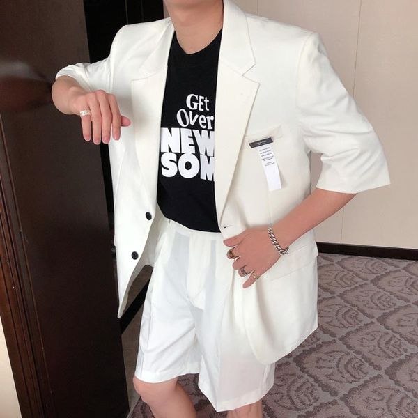 men's suits & blazers fashion japan korea 2021 summer purple white groom men suit fashiona medium sleeve color contrast tuxedo, White;black
men's suits & blazers fashion japan korea 2021 summer purple white groom men suit fashiona medium sleeve color contrast tuxedo, White;black