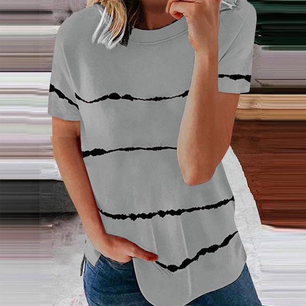 women's clothing spring and summer fashion tie-dye printed striped loose short-sleeved t-shirt plus size, White
women's clothing spring and summer fashion tie-dye printed striped loose short-sleeved t-shirt plus size, White