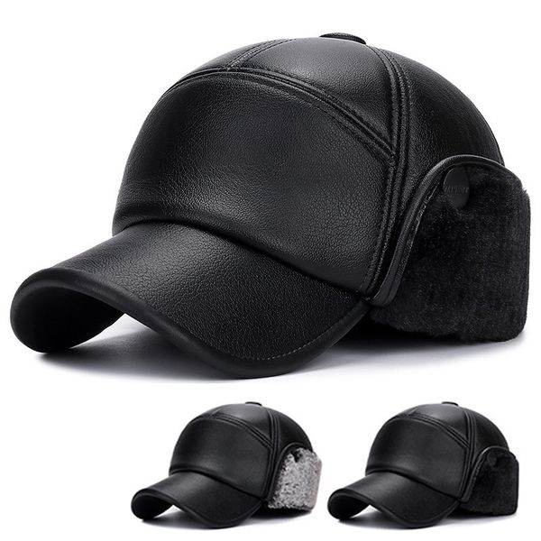 new leather middle-aged and elderly winter warm pu leather thickened dad baseball hat plush large ear protection duck tongue hat men, Blue;gray
new leather middle-aged and elderly winter warm pu leather thickened dad baseball hat plush large ear protection duck tongue hat men, Blue;gray