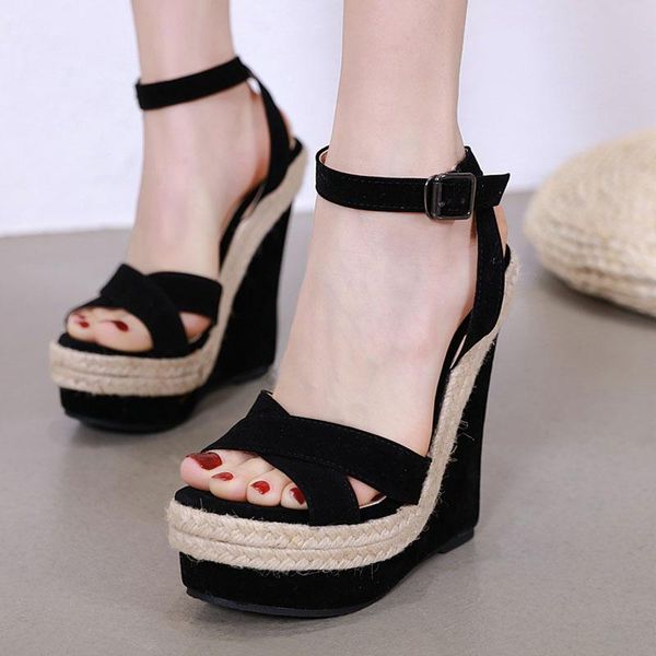 sandals fashion women summer shoes buckle strap leisure platform wedges high heels 15cm, Black
sandals fashion women summer shoes buckle strap leisure platform wedges high heels 15cm, Black