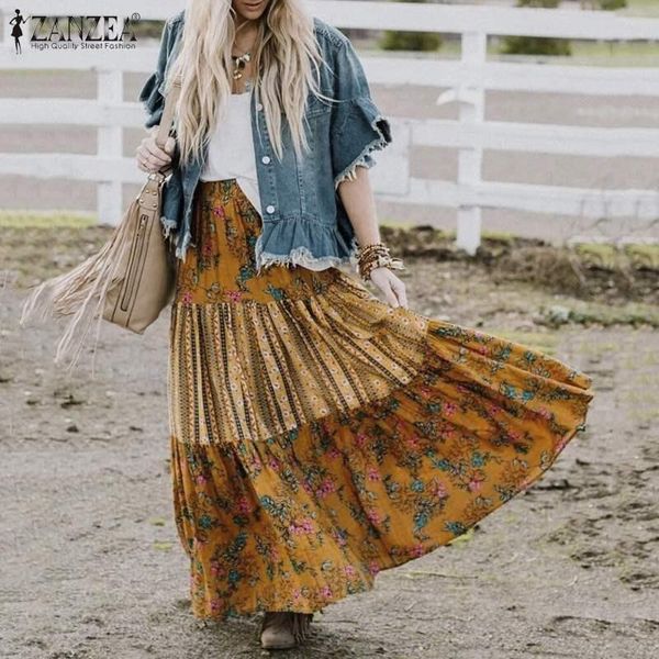 skirts fashion print maxi women's floral sundress zanzea summer high waist long vestidos female casual stiching robe plus size, Black
skirts fashion print maxi women's floral sundress zanzea summer high waist long vestidos female casual stiching robe plus size, Black