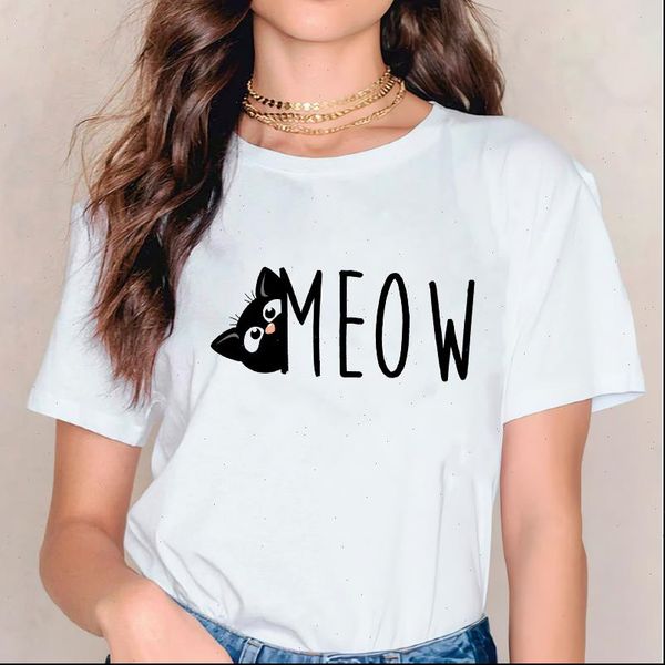 cat office cartoon women t shirt short sleeve summer autumn print graphic tee, White
cat office cartoon women t shirt short sleeve summer autumn print graphic tee, White
