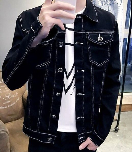 men's jackets autumn turn collar denim solid color slim single-breasted jacket coat, Black;brown
men's jackets autumn turn collar denim solid color slim single-breasted jacket coat, Black;brown