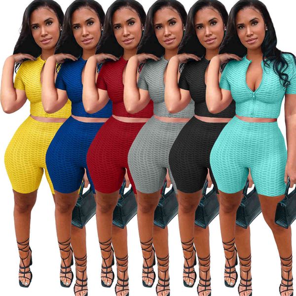 summer women tracksuits leisure yoga sportswear outfits short sleeve zipper t shirt and shorts solid color two piece jogger sets gym clothes, Gray
summer women tracksuits leisure yoga sportswear outfits short sleeve zipper t shirt and shorts solid color two piece jogger sets gym clothes, Gray