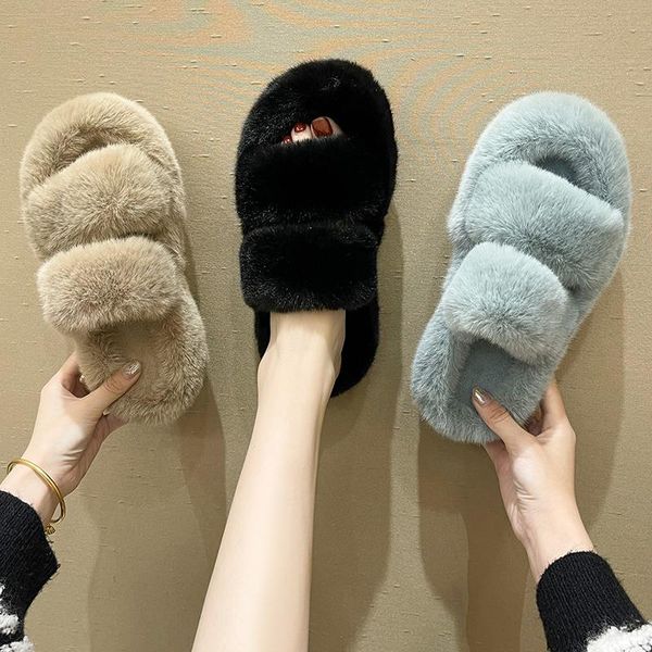 slippers shoes woman 2021 flat fur flip flops flock luxury slides pantofle med platform plush designer soft fashion with, Black
slippers shoes woman 2021 flat fur flip flops flock luxury slides pantofle med platform plush designer soft fashion with, Black