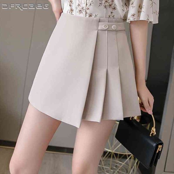 high waist wode leg skirts women shorts with button korean work office casual short skirt pleated femme, White;black
high waist wode leg skirts women shorts with button korean work office casual short skirt pleated femme, White;black