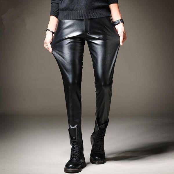 men's pants brand mens leather strech slim fit elastic style spring autumn fashion pu trousers motorcycle streetwear, Black
men's pants brand mens leather strech slim fit elastic style spring autumn fashion pu trousers motorcycle streetwear, Black