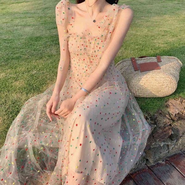 french dress women sleeveless chiffon vintage retro casual summer korean elegant fairy dot print vestidos 210510, Black;gray
french dress women sleeveless chiffon vintage retro casual summer korean elegant fairy dot print vestidos 210510, Black;gray