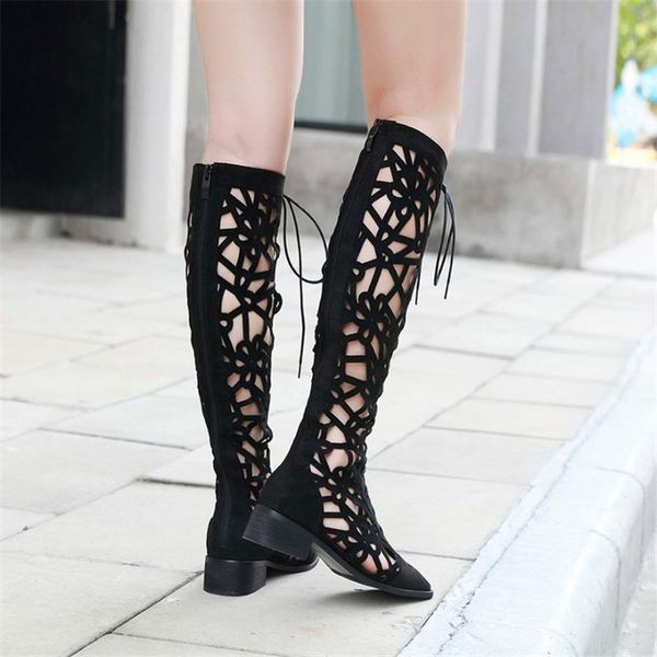 square head soft flock woman openwork boots black autumn lace up slim non-slip breathable women's knee-high
square head soft flock woman openwork boots black autumn lace up slim non-slip breathable women's knee-high
