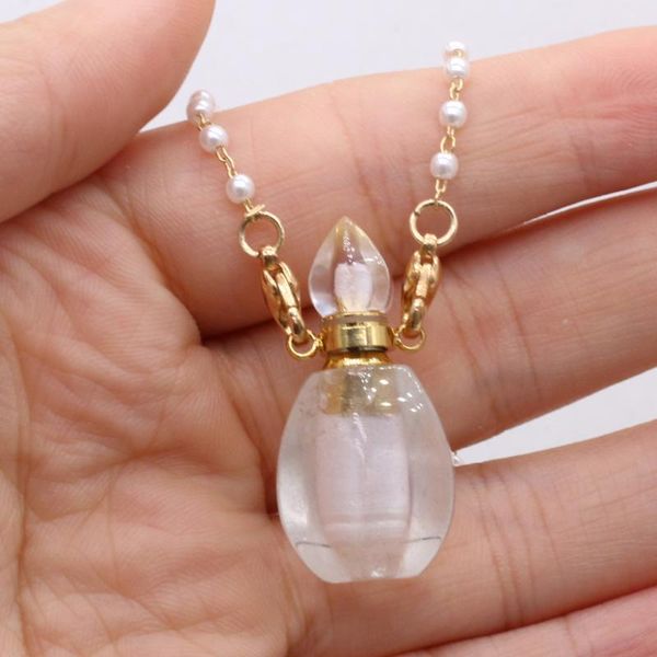 pendant necklaces natural stone perfume bottle necklace semi-precious clear quartz charms 18x34mm for elegant lady love romantic gift, Silver
pendant necklaces natural stone perfume bottle necklace semi-precious clear quartz charms 18x34mm for elegant lady love romantic gift, Silver