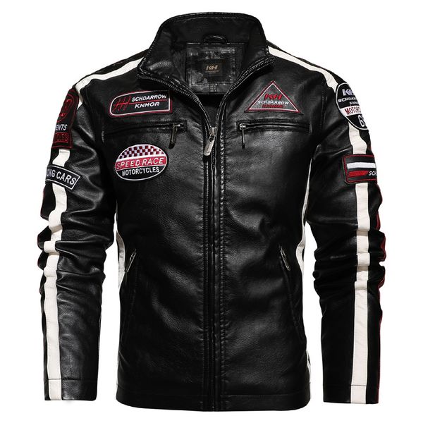 rectangular pattern stitching motorcycle wind men's leather jacket high-quality stand-up collar retro comfortable windproof fashion tra, Black
rectangular pattern stitching motorcycle wind men's leather jacket high-quality stand-up collar retro comfortable windproof fashion tra, Black