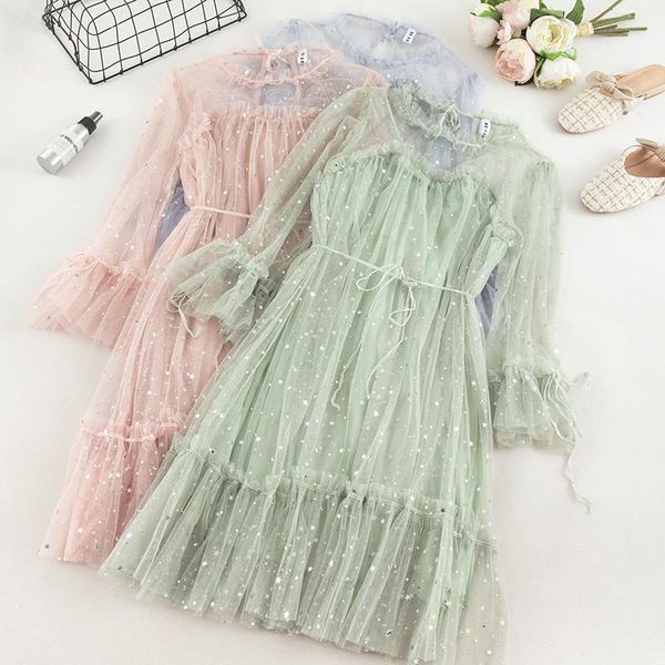 casual dresses women o-neck flare sleeve bling sequined pleated ruffles dress vintage bandage strap elastic slim mesh gauze pullover midi, Black;gray
casual dresses women o-neck flare sleeve bling sequined pleated ruffles dress vintage bandage strap elastic slim mesh gauze pullover midi, Black;gray