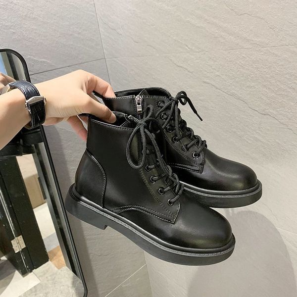 boots women's short-barrel boots with zipper, women's solid black leather shoes plus size shoelaces 3mrs
boots women's short-barrel boots with zipper, women's solid black leather shoes plus size shoelaces 3mrs
