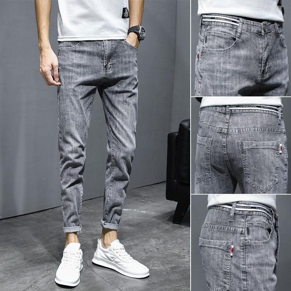 men's jeans fashion 2021 denim brand spring and autumn slim feet korean casual ankle length pants all-match trousers, Blue
men's jeans fashion 2021 denim brand spring and autumn slim feet korean casual ankle length pants all-match trousers, Blue