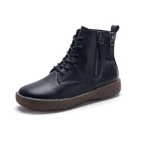 boots riding women's head layer cowhide retro cow tendon soft sole ankle mother shoes side zipper decorative, Black
boots riding women's head layer cowhide retro cow tendon soft sole ankle mother shoes side zipper decorative, Black
