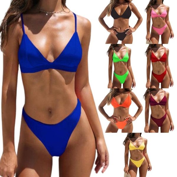 women's swimwear women 2pcs bikini set spaghetti strap v-neck push up padded swimsuit solid color low waist high cut bathing suit beach, White;black
women's swimwear women 2pcs bikini set spaghetti strap v-neck push up padded swimsuit solid color low waist high cut bathing suit beach, White;black