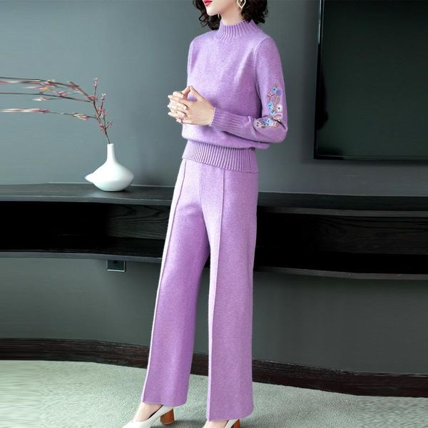 two piece dress autumn 2 set women flower embroidery knitted sweaters winter clothes pants casual ladies tracksuits, White
two piece dress autumn 2 set women flower embroidery knitted sweaters winter clothes pants casual ladies tracksuits, White