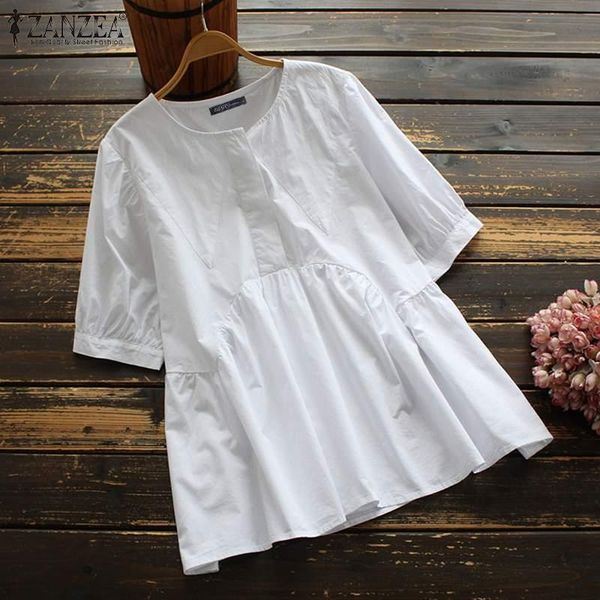 women's blouses & shirts women summer blouse zanzea 2021 casual solid tunic short sleeve fashion female loose blusas button chemise 5x, White 
women's blouses & shirts women summer blouse zanzea 2021 casual solid tunic short sleeve fashion female loose blusas button chemise 5x, White