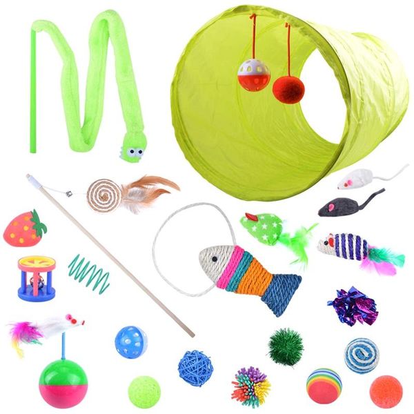 cat toys 21 pcs with 1 way tunnel ball mice fish snake interactive feather teaser set for catnip refill
cat toys 21 pcs with 1 way tunnel ball mice fish snake interactive feather teaser set for catnip refill