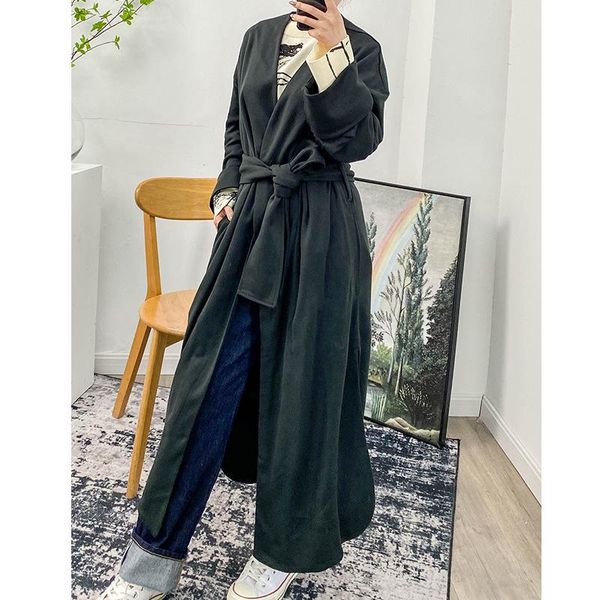 women long coat split simple lace-up loose v-neck ladies jacket women's jackets, Black;brown
women long coat split simple lace-up loose v-neck ladies jacket women's jackets, Black;brown