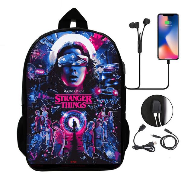 backpack strange things college school bagr girl boy usb interface moclila shoulder bag
backpack strange things college school bagr girl boy usb interface moclila shoulder bag