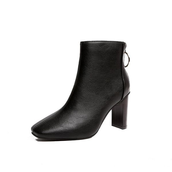 boots 2021 autumn and winter leather high heel nude rear zipper short thick women's shoes, Black
boots 2021 autumn and winter leather high heel nude rear zipper short thick women's shoes, Black