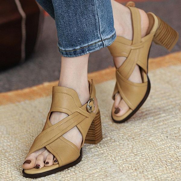 genuine leather women sandals retro buckles summer est thick high heels pumps 2021 vintage office lady party shoes woman, Black
genuine leather women sandals retro buckles summer est thick high heels pumps 2021 vintage office lady party shoes woman, Black