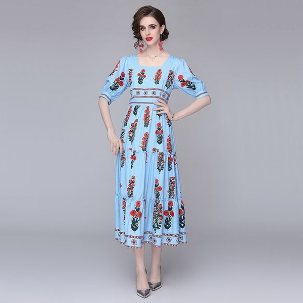 banulin summer fashion runway floral dress women short sleeve print holiday elegant blue midi robe 210603, Black;gray
banulin summer fashion runway floral dress women short sleeve print holiday elegant blue midi robe 210603, Black;gray