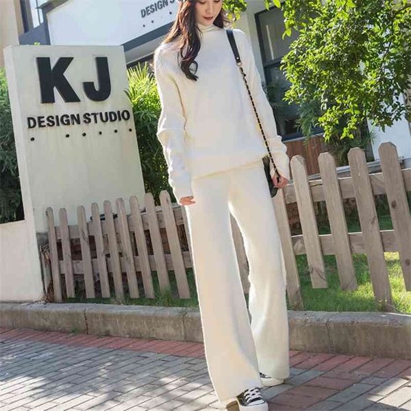 tracksuit women knitted turtleneck wool pullover sweater wide leg pants suits 2 piece set female oversize 210514, White
tracksuit women knitted turtleneck wool pullover sweater wide leg pants suits 2 piece set female oversize 210514, White