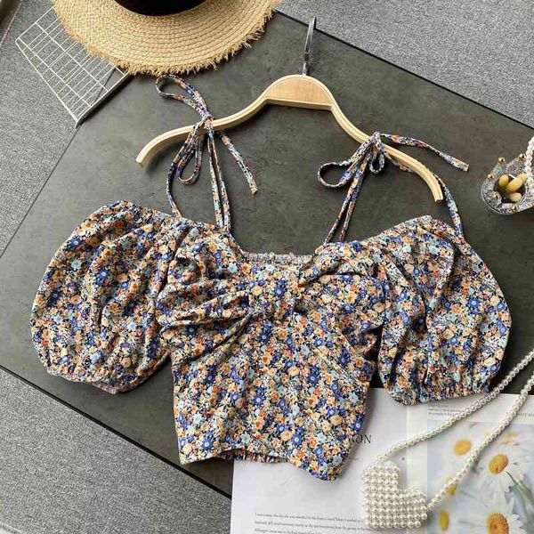 fashion strapless sling shirt women elegant retro floral puff sleeve short pleated chest womens and blouses 210420, White
fashion strapless sling shirt women elegant retro floral puff sleeve short pleated chest womens and blouses 210420, White