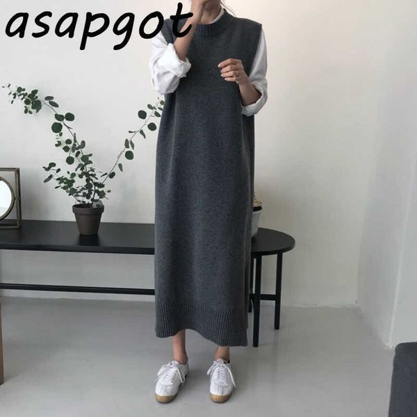 vintage wild o neck sleeveless loose tank sweater dress long fashion grey side slit knitted vest dress autumn winter clothes 210610, Black;gray
vintage wild o neck sleeveless loose tank sweater dress long fashion grey side slit knitted vest dress autumn winter clothes 210610, Black;gray