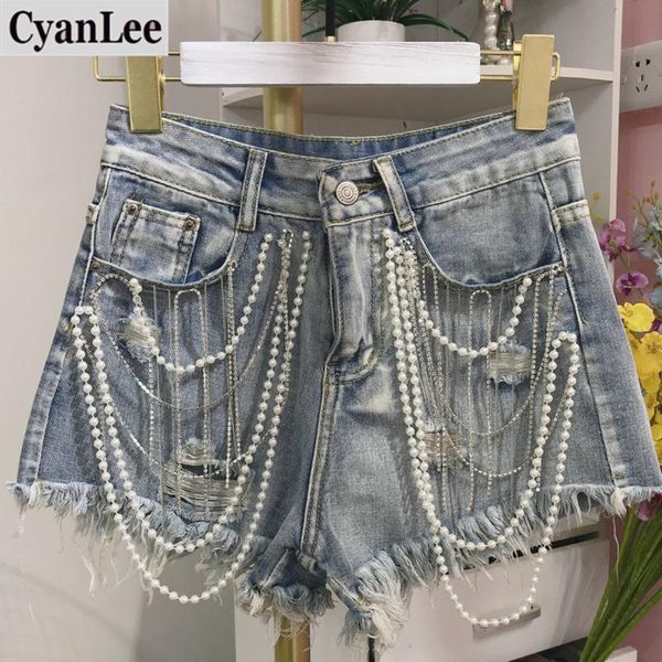 cyanlee denim shorts women 2021 summer rhinestone pearls tassels beads high waist short jeans female casual wide leg chic wild women's, White;black
cyanlee denim shorts women 2021 summer rhinestone pearls tassels beads high waist short jeans female casual wide leg chic wild women's, White;black