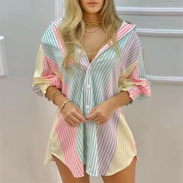casual dresses fashion rainbow striped dress women summer autumn elegant turn down collar button loose long sleeve mini plus size, Black;gray
casual dresses fashion rainbow striped dress women summer autumn elegant turn down collar button loose long sleeve mini plus size, Black;gray