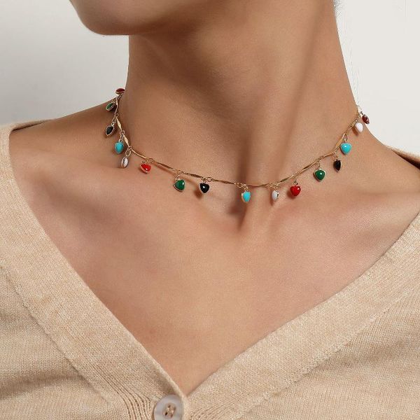 chains european and american retro fashion jewelry ethnic style color love pendant clavicle personality simple metal necklace, Silver
chains european and american retro fashion jewelry ethnic style color love pendant clavicle personality simple metal necklace, Silver