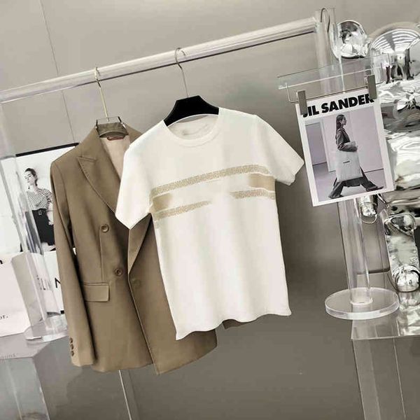 spring summer striped jacquard knitted half sleeve short sleeve t-shirt commuting trend 022302 clothing sale, White
spring summer striped jacquard knitted half sleeve short sleeve t-shirt commuting trend 022302 clothing sale, White
