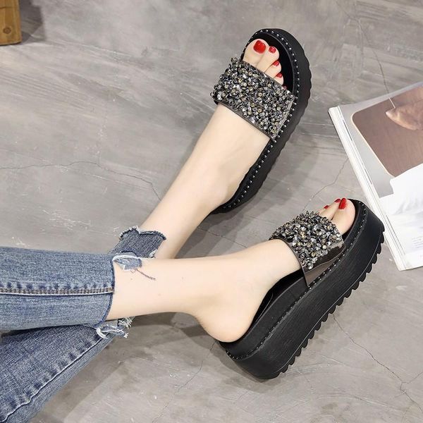 slippers women summer string bead slides shoes jelly flip flops heeled mules platform on a wedge sliders glitter heels, Black
slippers women summer string bead slides shoes jelly flip flops heeled mules platform on a wedge sliders glitter heels, Black