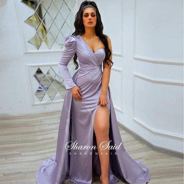 party dresses arabic lilac one shoulder mermaid purple evening dress overskirt slit long sleeve fuchsia prom women wedding gowns, White;black
party dresses arabic lilac one shoulder mermaid purple evening dress overskirt slit long sleeve fuchsia prom women wedding gowns, White;black