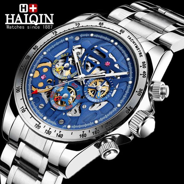 new haiqin blue men clock business luxury automatic mechanical gentlemen s fire week gold skeleton 2021, Slivery;brown
new haiqin blue men clock business luxury automatic mechanical gentlemen s fire week gold skeleton 2021, Slivery;brown