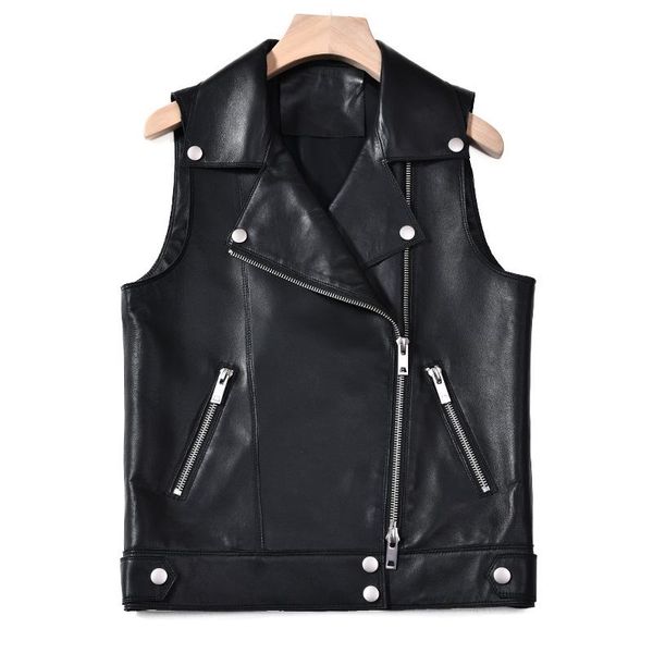 women's leather & faux spring real vest women motorcycle waistcoat sleeveless jacket coat turn-down collar lady genuine sheepskin vests, Black
women's leather & faux spring real vest women motorcycle waistcoat sleeveless jacket coat turn-down collar lady genuine sheepskin vests, Black